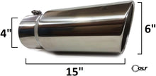 Universal Bolt-On Diesel Truck Exhaust Tip | 4" Inlet 6" Outlet 15" Long