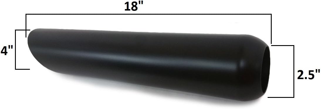 Powder Coated Black Universal Truck Exhaust Tip - 2.5" Inch ID | 4" Inch OD | 18 Long | Pack of 1