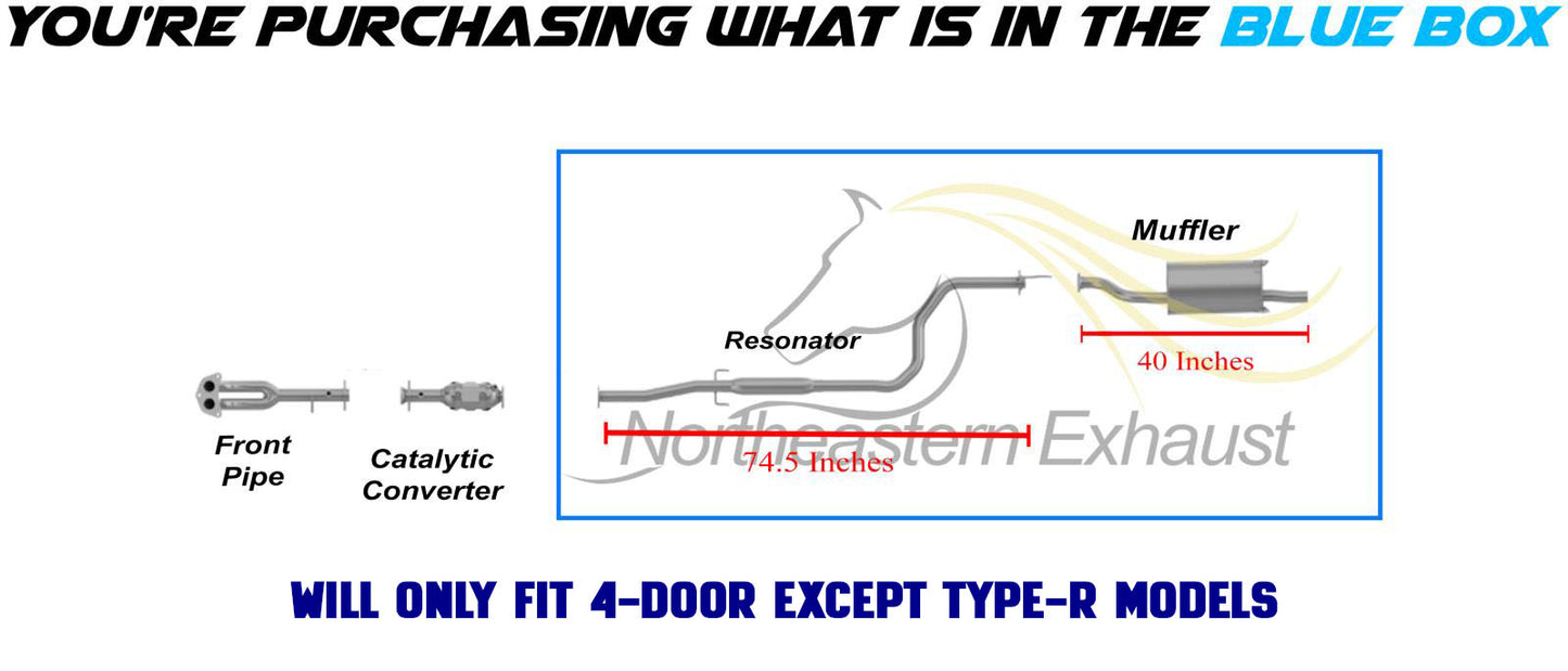 1996-2001 Acura Integra 1.8L Resonator Pipe and Muffler Exhaust  - For Vehicles with 4 Door