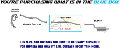 Exhaust Resonator Pipe for 2006 Saab 9-2X 2.5L and 2006-2008 Subaru Forester/Impreza 2.5L
