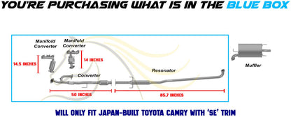 2004-2006 Toyota Camry 3.3L SE Dual Exhaust EPA Manifold Rear Catalytic Resonator Pipe