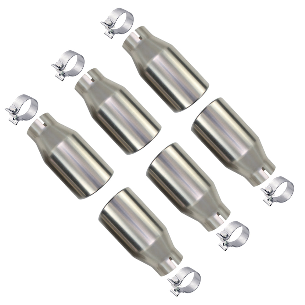 Stainless Steel Universal Exhaust Tips w/ Band Clamps x6 - 2.5" ID, 3.5" OD, 7.3" Long