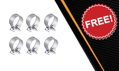 Stainless Steel Universal Exhaust Tips w/ Band Clamps x6 - 2.5" ID, 3.5" OD, 7.3" Long