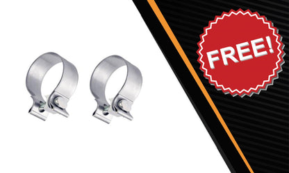 Polished Stainless Steel Exhaust Straight Pipe 5" ID/OD x 51" Long w/ 2 Band Clamps