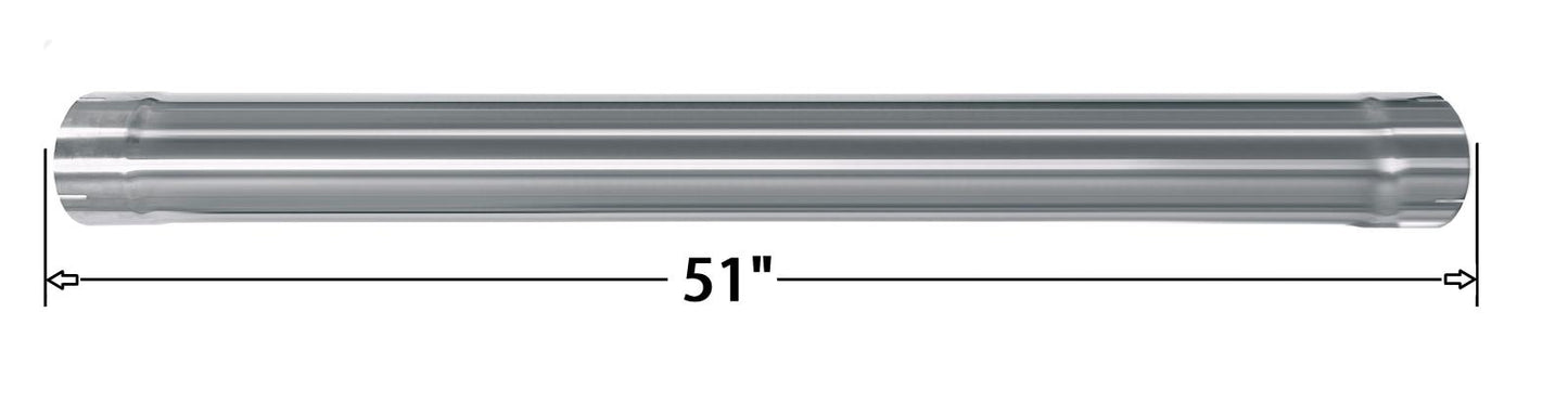 Polished Stainless Steel Exhaust Straight Pipe 5" ID x 51" Long