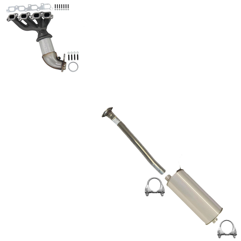Exhaust Manifold with Extension Pipe and Muffler Kit for 2007-2012 Chevy Colorado and GMC Canyon 2.9L | EPA Approved