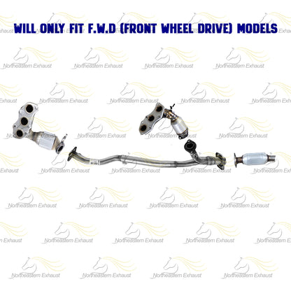 2007-2010 Toyota Sienna 3.5L EPA Approved Pair of Manifold with Front Y Pipe and Rear Catalytic Converter