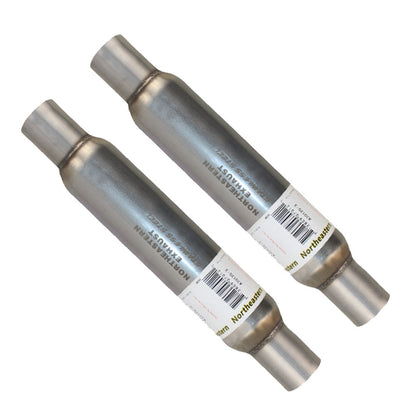 Two Universal Glass Pack Muffler/Resonator Exhaust 2" ID | 2.12" OD | 17" Long