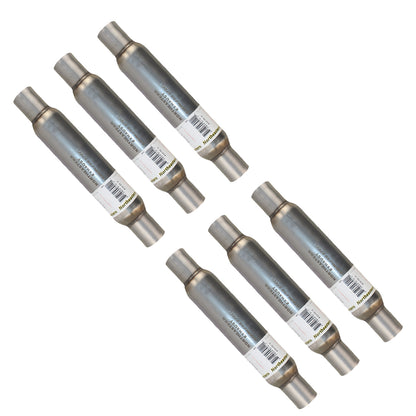 Six Universal Glass Pack Muffler/Resonator Exhaust 2"ID | 2.12" OD | 17" length