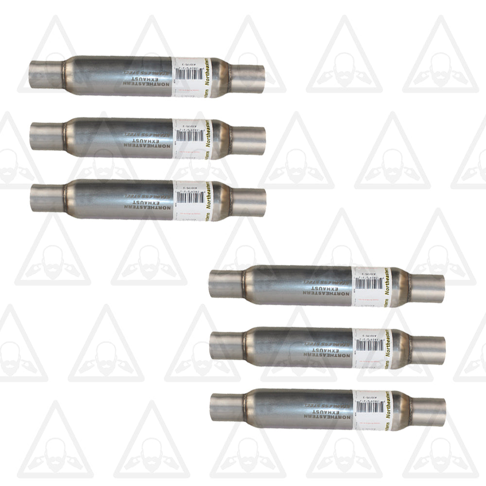 Six Universal Glass Pack Muffler/Resonator Exhaust 2"ID | 2.12" OD | 17" length
