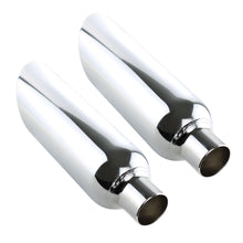 Pair of Angle Cut Stainless Steel Exhaust Tips 2.5" Inlet 5" Outlet 17" Long