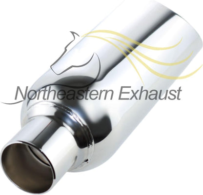 Pair of Angle Cut Stainless Steel Exhaust Tips 2.5" Inlet 5" Outlet 17" Long