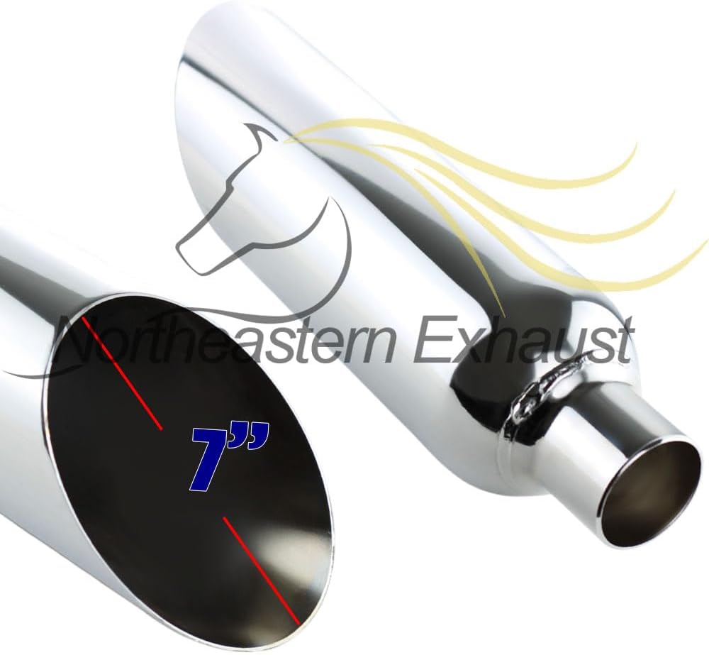 Pair of Angle Cut Stainless Steel Exhaust Tips 2.5" Inlet 5" Outlet 17" Long