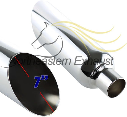 Pair of Angle Cut Stainless Steel Exhaust Tips 2.5" Inlet 5" Outlet 17" Long