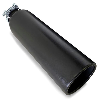 One Powder Coated Black Exhaust Tip 2.5" Inlet 4" Outlet 18" Long
