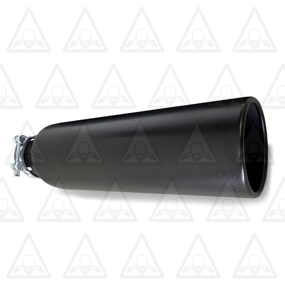 One Powder Coated Black Exhaust Tip 2.5" Inlet 4" Outlet 18" Long