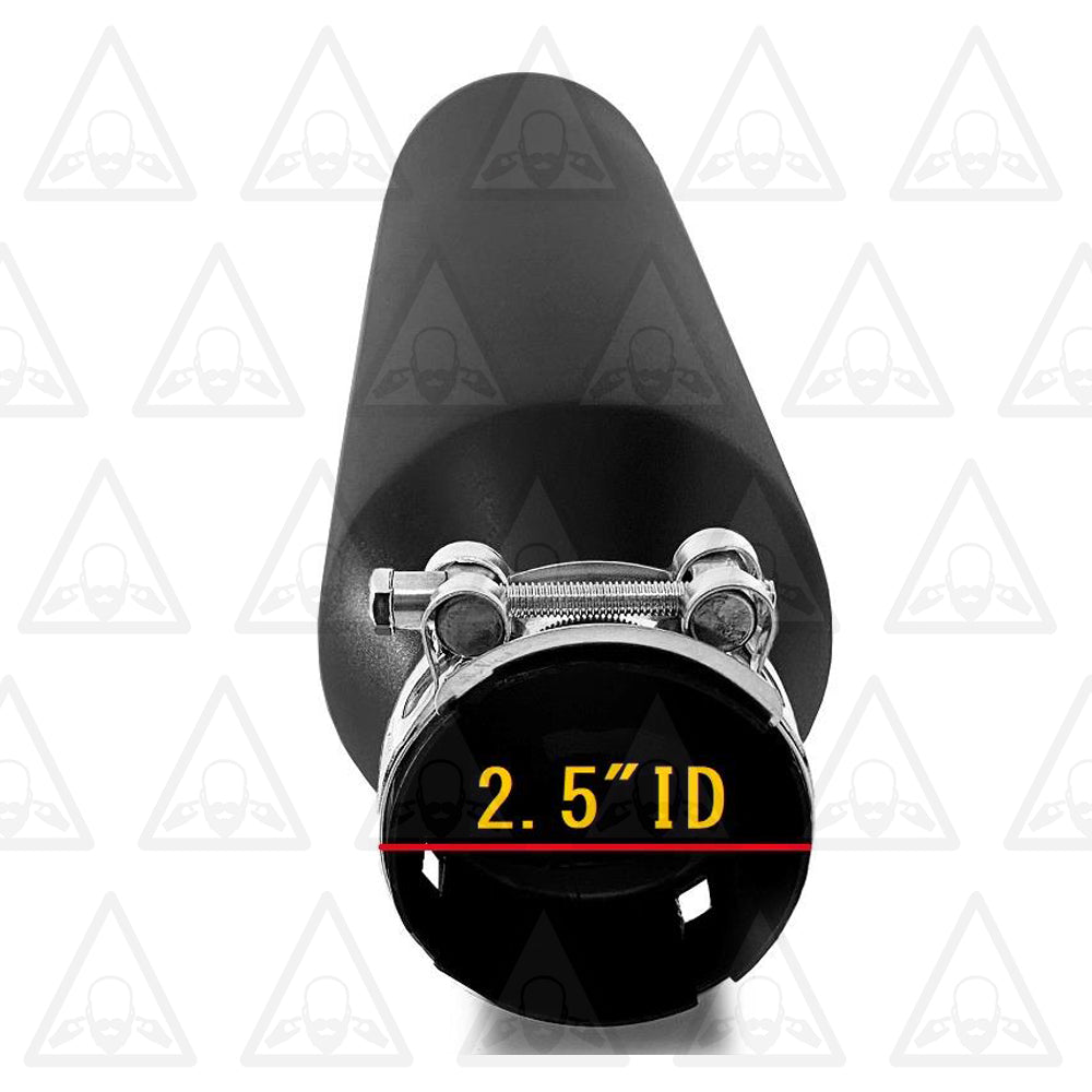 One Powder Coated Black Exhaust Tip 2.5" Inlet 4" Outlet 18" Long