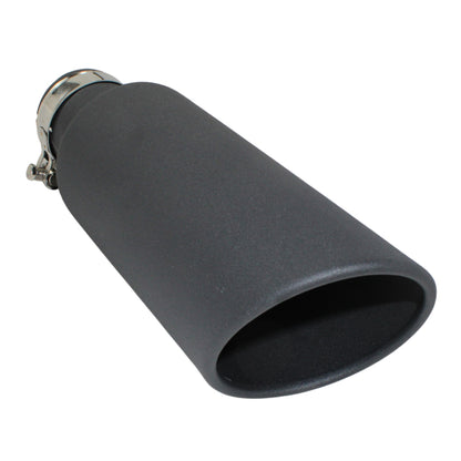 One Powder Coated Black Exhaust Tip 2.5" Inlet | 4" Outlet | 12" Long
