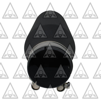 One Powder Coated Black Exhaust Tip 2.5" Inlet | 4" Outlet | 12" Long