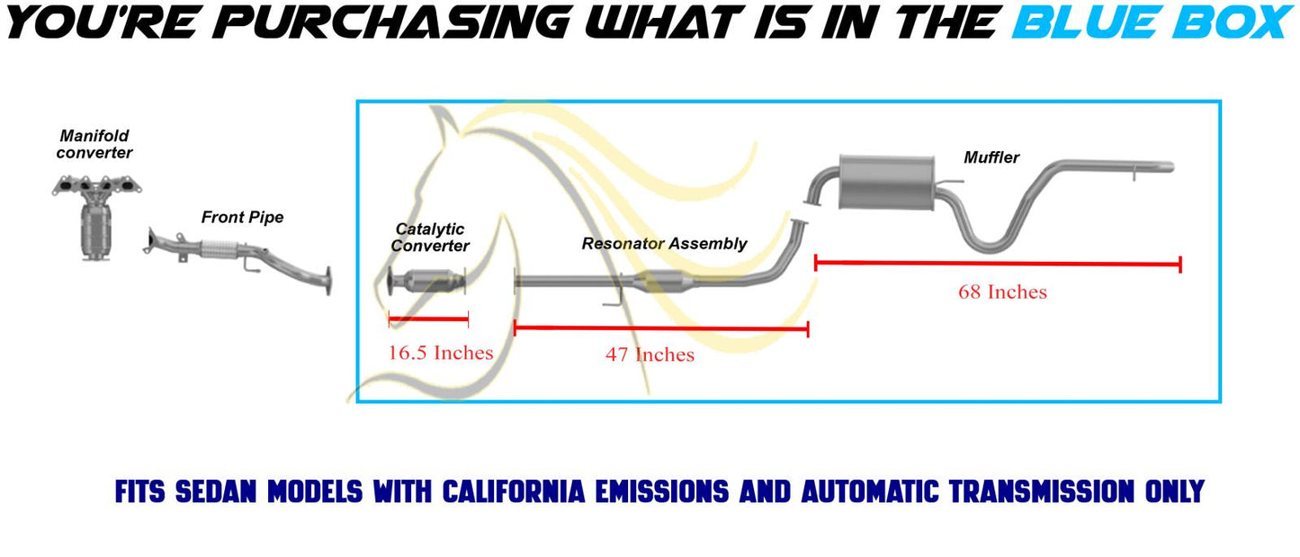 2007-2010 Hyundai Elantra 2.0L Exhaust Catalytic Converter, Resonator Pipe, and Muffler | EPA Approved