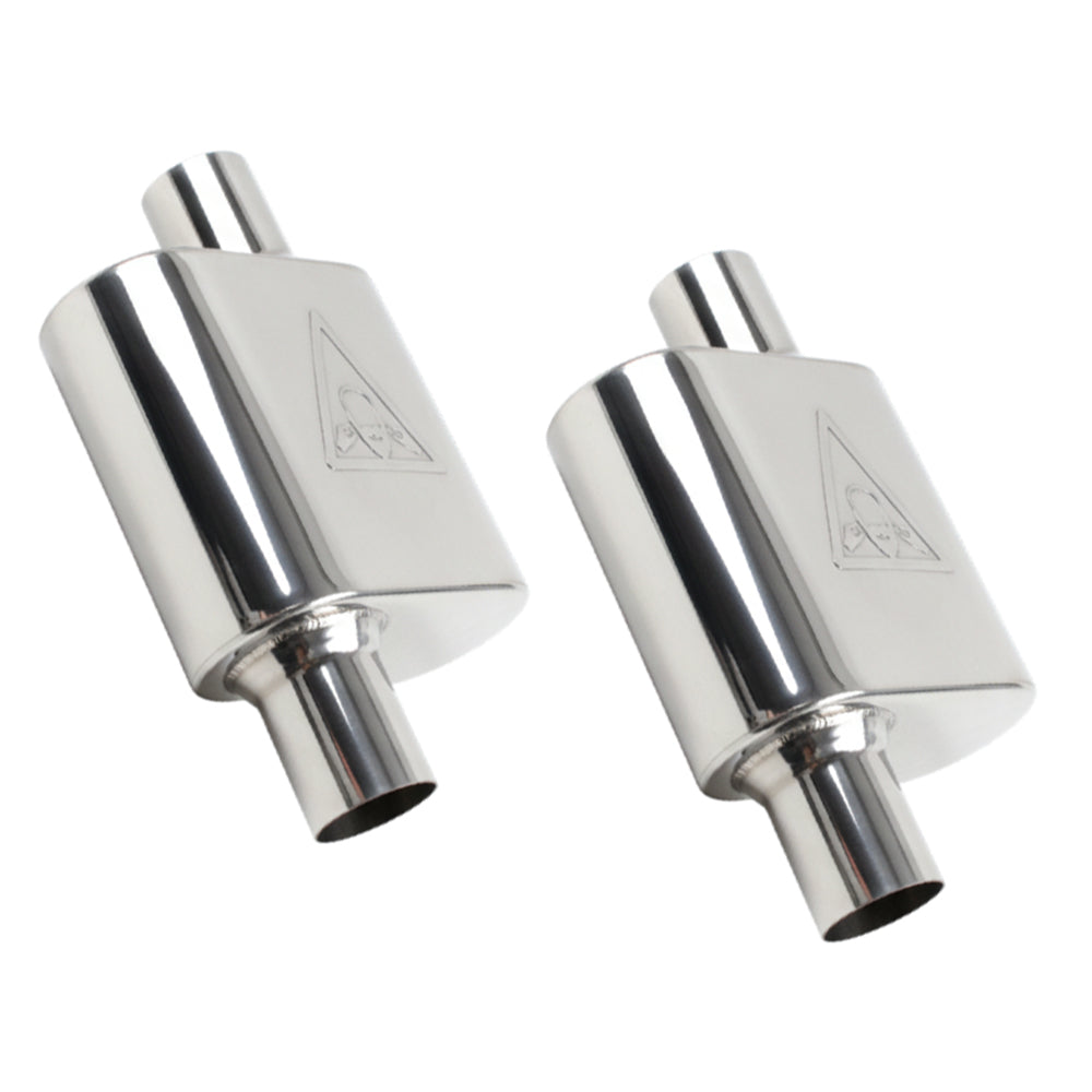 Stainless Steel Pair of Performance Universal Exhaust Muffler 2.25" ID | 2.38" OD | 13" Long