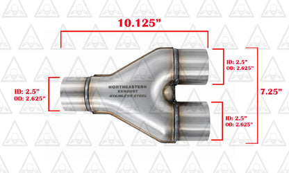 Stainless Steel Universal Exhaust Stamped 2.5" Y Pipe