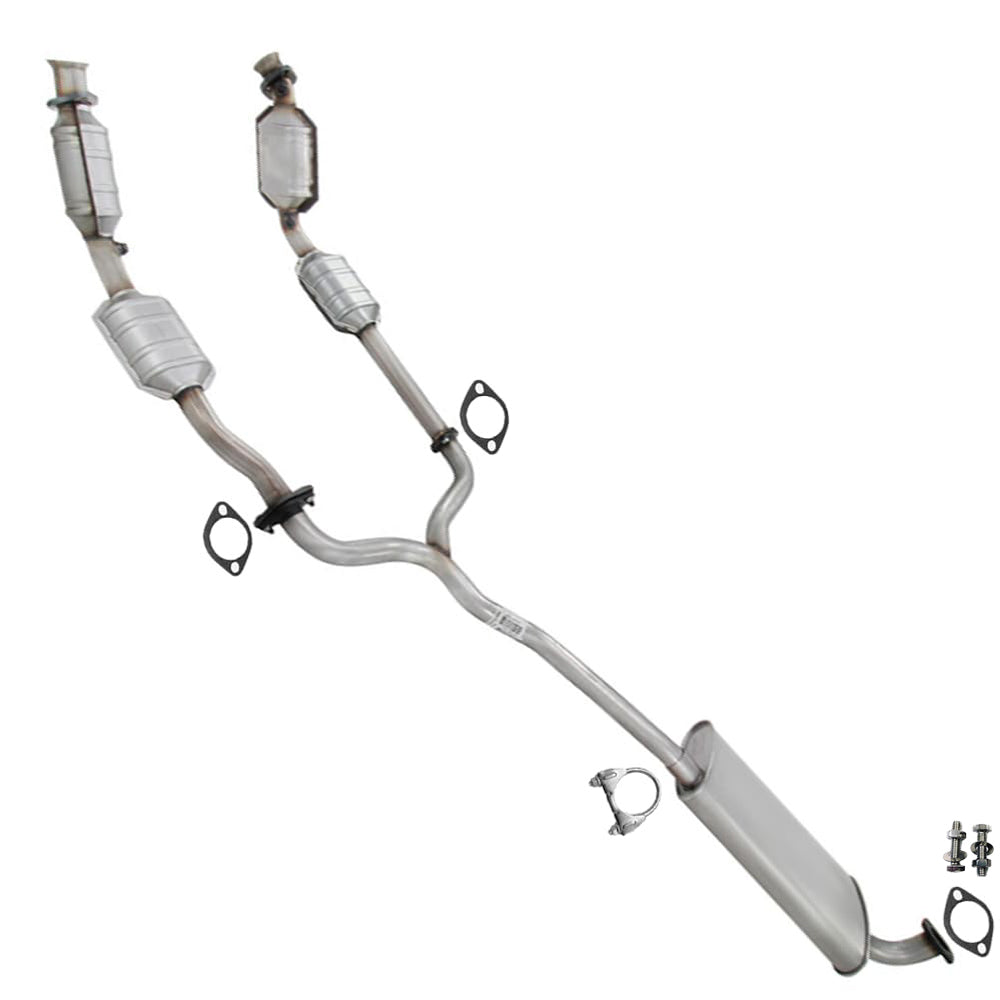 Pair of Catalytic Converter Y Pipe and Muffler for 2003-2011 Mercury Grand Marquis 4.6L | 2003-2011 Ford Crown Victoria 4.6L