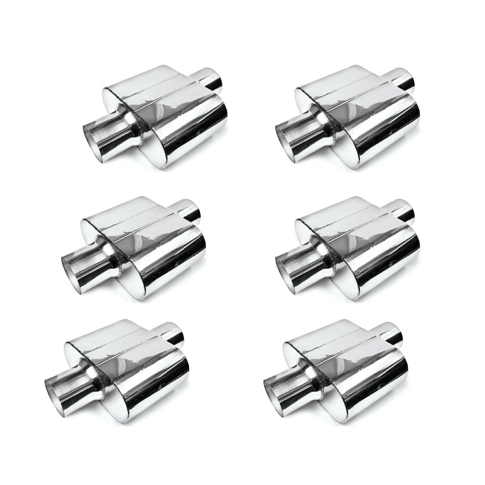 Pack of 6 Single Chamber Performance Race Exhaust Mufflers 2.5" Center