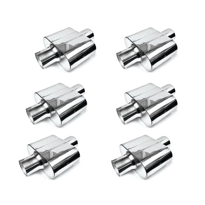 Pack of 6 Single Chamber Performance Race Exhaust Mufflers 2.5" Center