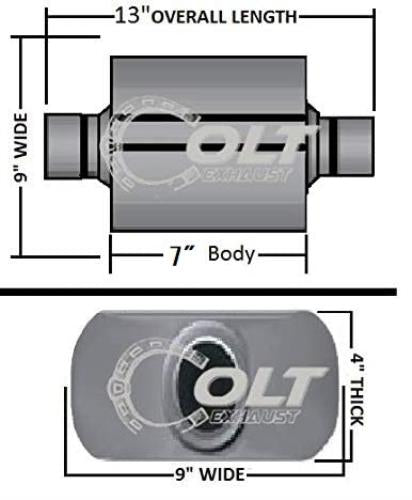 Stainless Steel Performance Universal Single Chamber Muffler 3"ID/OD Center