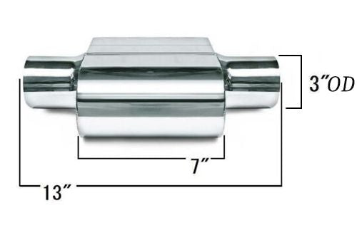 Stainless Steel Center Single Chamber Performance Race Muffler 3" ID/OD x 13" Long | 2 pcs