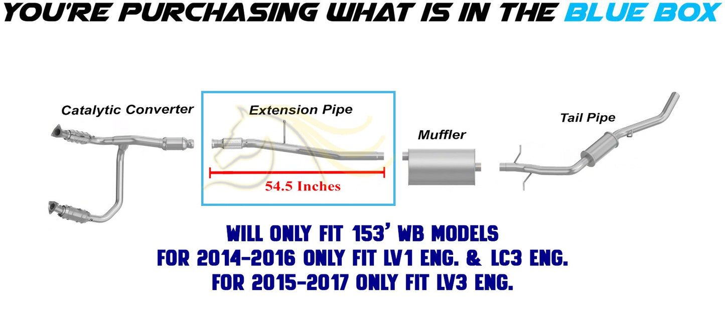2014-2018 Chevy Silverado 1500 4.3L Stainless Steel Exhaust Pipe | 153in WB only