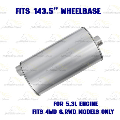 2014-2017 Chevy Silverado 1500 4.3L, 5.3L Stainless Steel Catalytic Back Exhaust Kit 143.5" WB