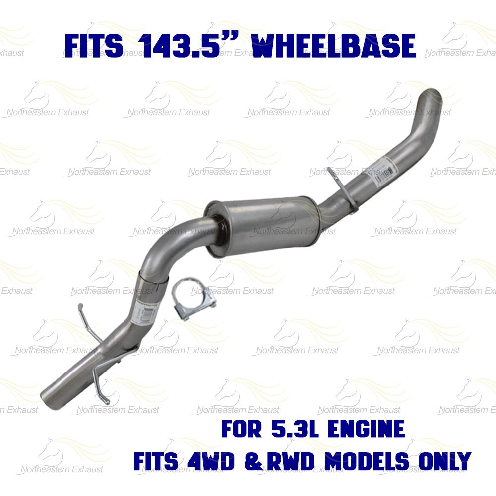 2014-2017 Chevy Silverado 1500 4.3L, 5.3L Stainless Steel Catalytic Back Exhaust Kit 143.5" WB