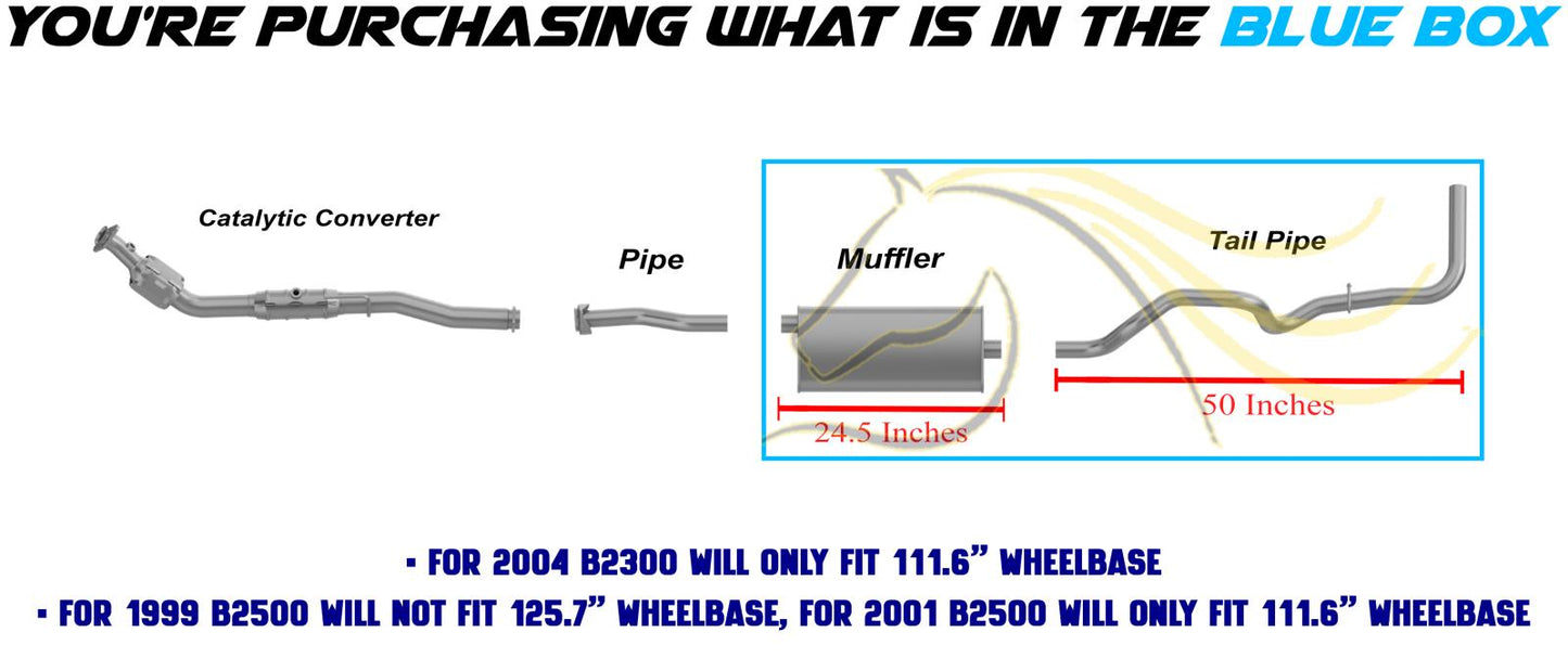 Stainless Steel Muffler Tail Pipe Kit fits: 01-04 B2300 2.3L | 98-01 B2500 2.5L