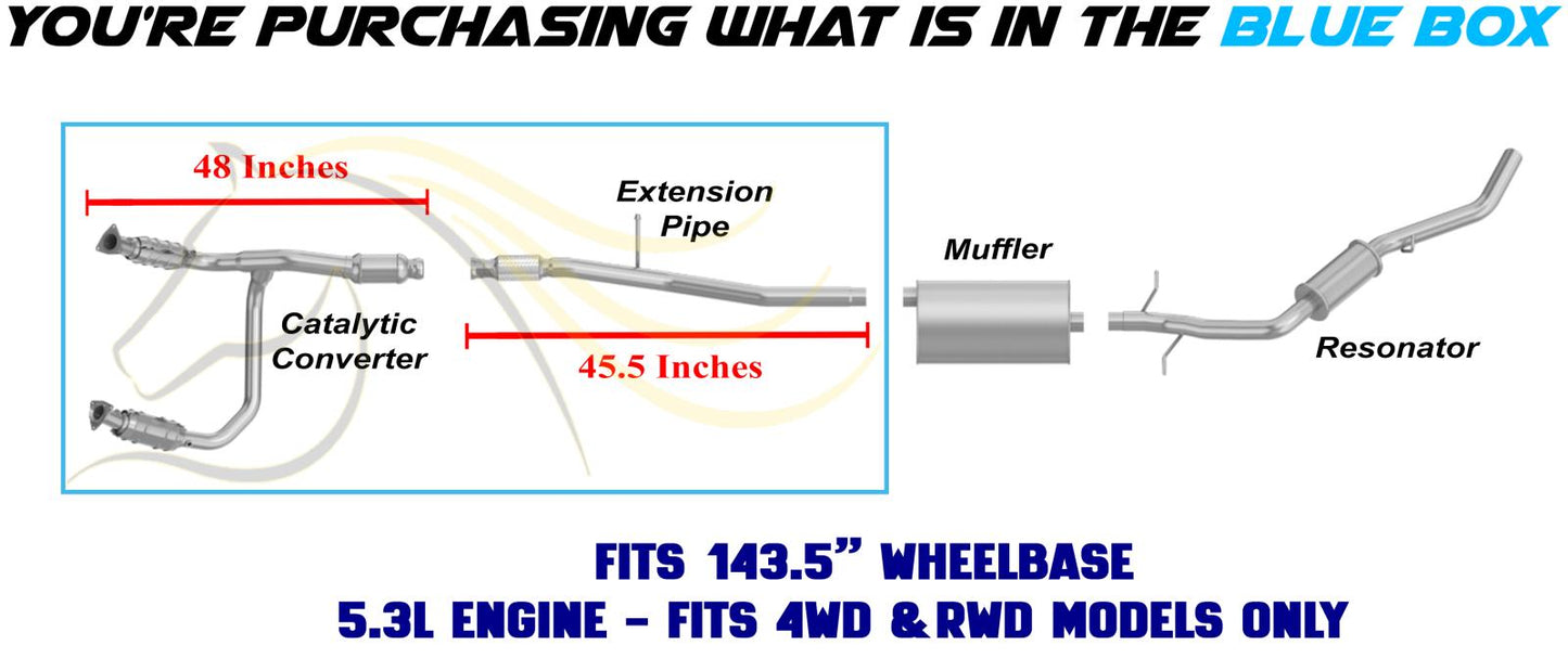 2014–2017 GMC Sierra 1500 4.3L/5.3L 143.5in WB Catalytic Converter & Exhaust Pipe Kit- EPA Approved