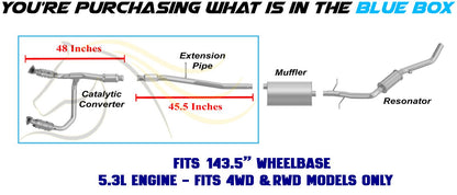 2014–2017 GMC Sierra 1500 4.3L/5.3L 143.5in WB Catalytic Converter & Exhaust Pipe Kit- EPA Approved