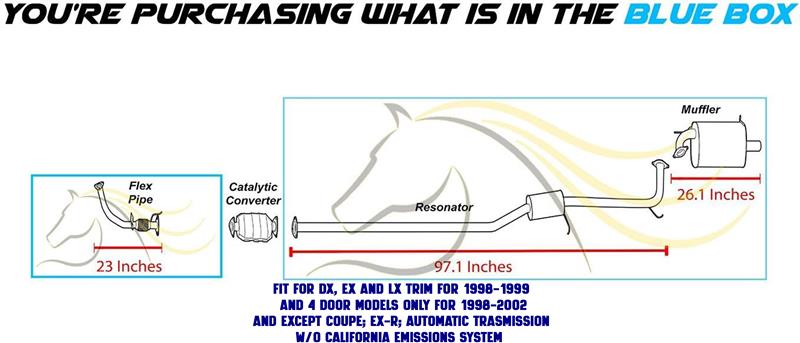 1998-2002 Honda Accord 2.3L Front Pipe, Resonator and Muffler Exhaust