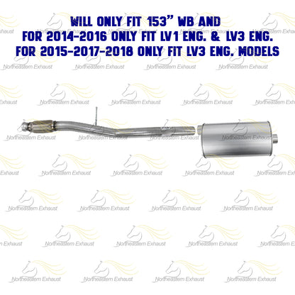 2014-2018 Chevy Silverado 1500 4.3L 153in WB Stainless Steel Exhaust Extension Pipe Muffler Kit