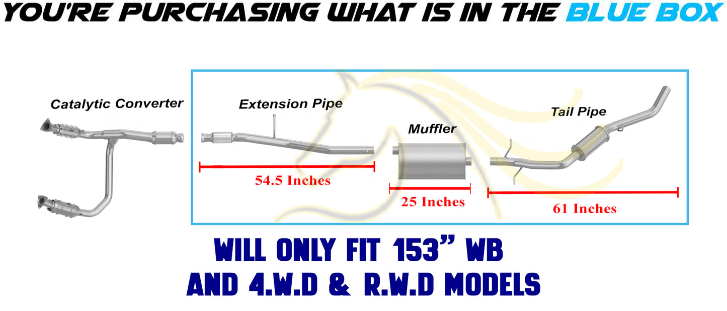 Stainless Steel Cat-Back Exhaust System for 2014-2018 GMC Sierra 1500 5.3L |  2014-2018 Chevy Silverado 1500 5.3L | 153in WB