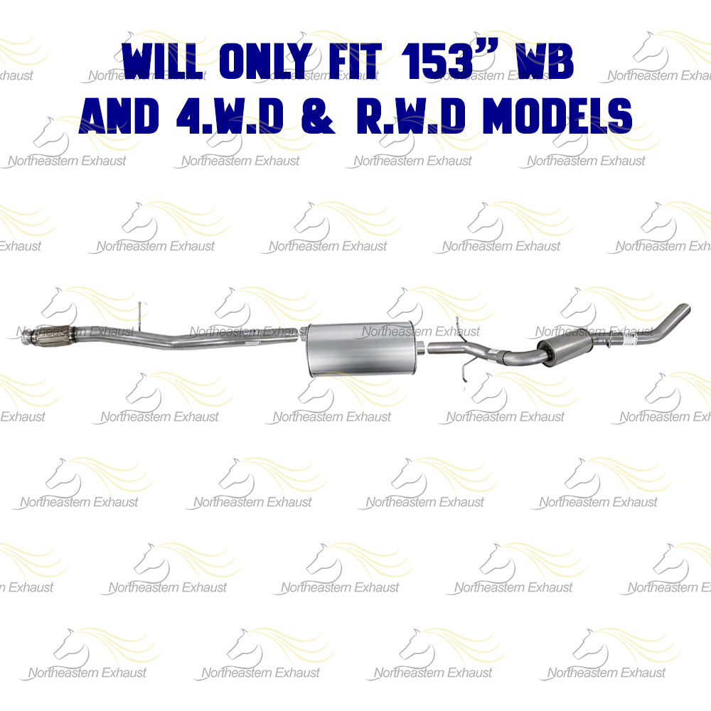 Stainless Steel Cat-Back Exhaust System for 2014-2018 GMC Sierra 1500 5.3L |  2014-2018 Chevy Silverado 1500 5.3L | 153in WB