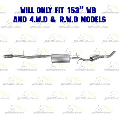 Stainless Steel Cat-Back Exhaust System for 2014-2018 GMC Sierra 1500 5.3L |  2014-2018 Chevy Silverado 1500 5.3L | 153in WB