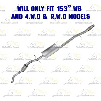 Stainless Steel Cat-Back Exhaust System for 2014-2018 GMC Sierra 1500 5.3L |  2014-2018 Chevy Silverado 1500 5.3L | 153in WB