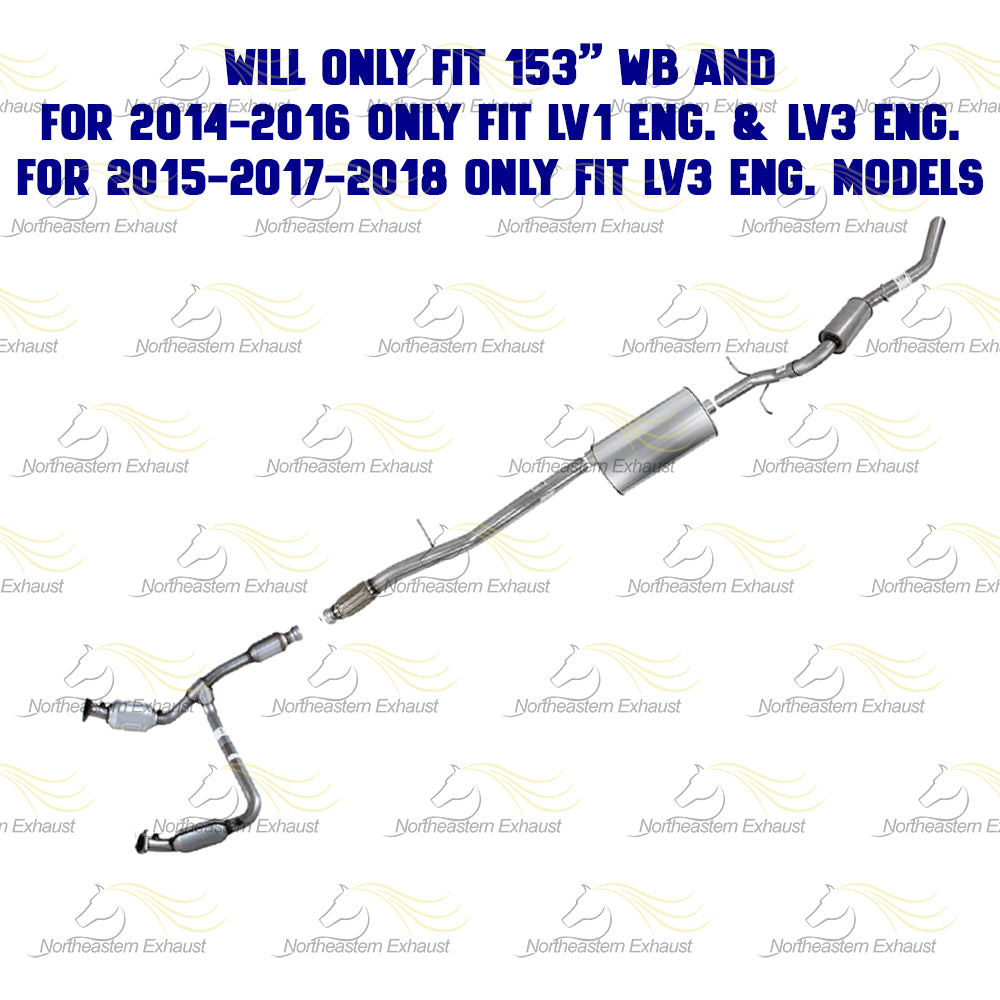2014-2018 Chevy Silverado 1500 4.3L 153in WB Stainless Steel Complete Exhaust System Kit