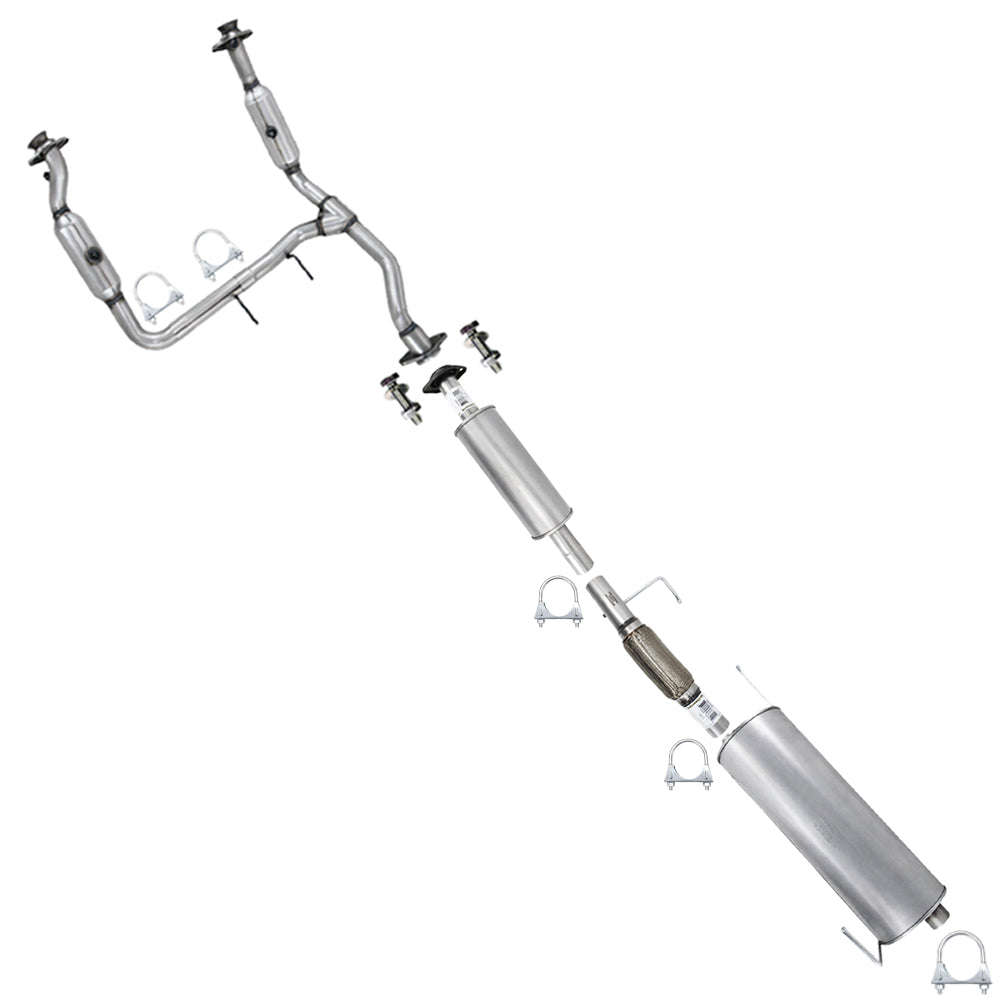2011-2014 Ford F-150 3.5L 145in WB Pair of Exhaust Catalytic Resonator w/ Flex Pipe & Muffler Kit - EPA Approved