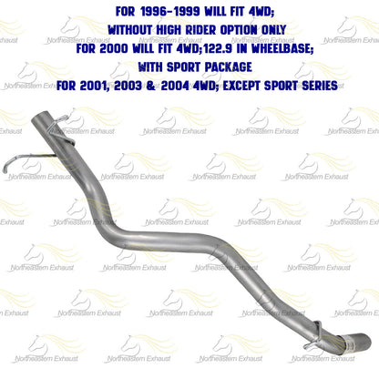 1996-2004 GMC Sonoma 4.3L 4WD Exhaust Tail Pipe w/ Hangers Stainless Steel