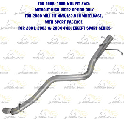1996-2004 GMC Sonoma 4.3L 4WD Exhaust Tail Pipe w/ Hangers Stainless Steel