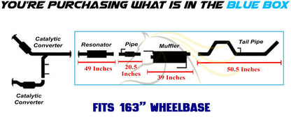 2011-2014 Ford F-150 3.5L 163" WB Stainless Steel Resonator Flex Pipe w/ Muffler & Tail Pipe Kit