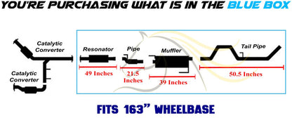 2011-2014 Ford F-150 3.7L 163in WB Stainless Steel Resonator Flex Pipe with Muffler & Tail Pipe Kit