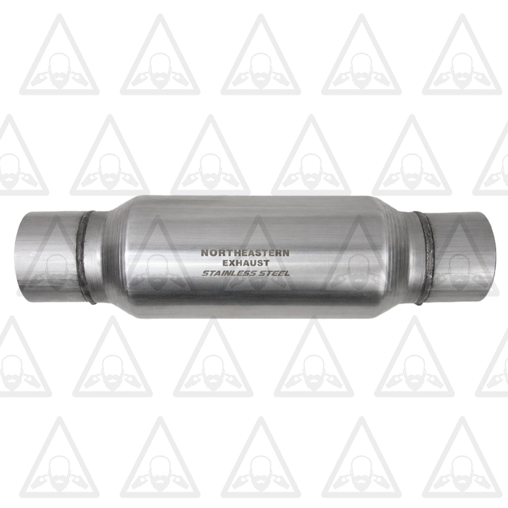 Stainless Steel Two Universal Chamber Round Performance Muffler 3.5" Inlet & 3.5" Outlet 18" Long